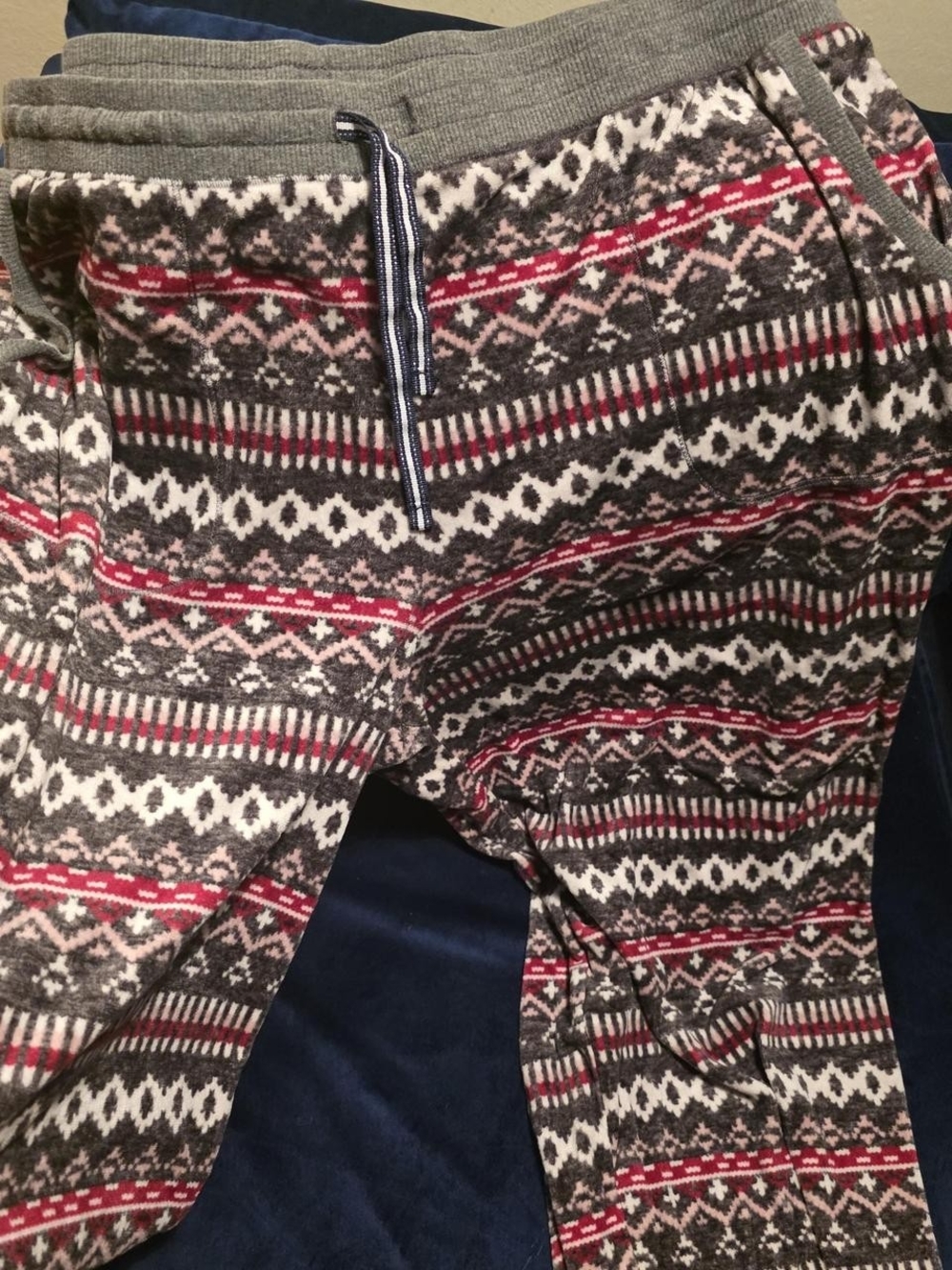 Nautica Gray, White & Red Fair Isle Pajama Pants